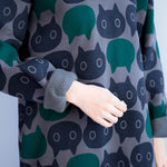 Cat Print Casual Turtleneck Dress