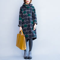 Cat Print Casual Turtleneck Dress