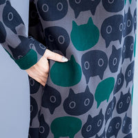 Cat Print Casual Turtleneck Dress