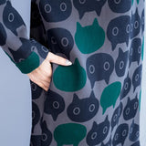 Cat Print Casual Turtleneck Dress