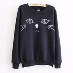 Cat Face Print Tail Hoodies Sweat Shirts