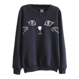 Cat Face Print Tail Hoodies Sweat Shirts