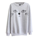 Cat Face Print Tail Hoodies Sweat Shirts