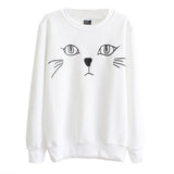 Cat Face Print Tail Hoodies Sweat Shirts