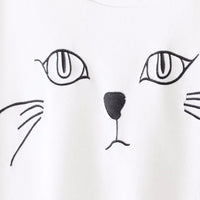 Cat Face Print Tail Hoodies Sweat Shirts