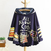 2017 New Autumn And Winter Hoodies Hooded Loose Print Cat