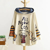 2017 New Autumn And Winter Hoodies Hooded Loose Print Cat