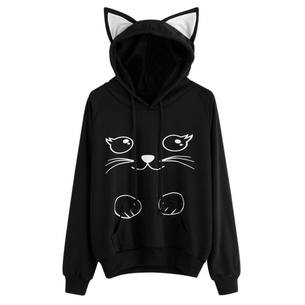 Lovely Cat Printed Long Sleeve Sweatshirt